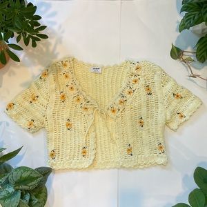 Cotton On Crochet Sunflower Tie-Up Cardigan